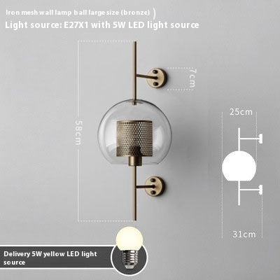 Living Room Wall Lamp Retro Creative Corridor Aisle Glass Ball Wall Lamp PearlNestDecor.com