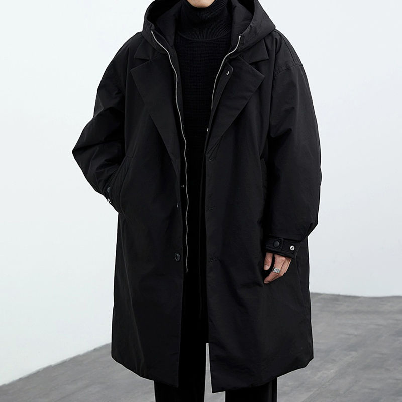Coat Coat Men's False Two Pieces Hooded Mid-length Trench Coat LadyShow.Store