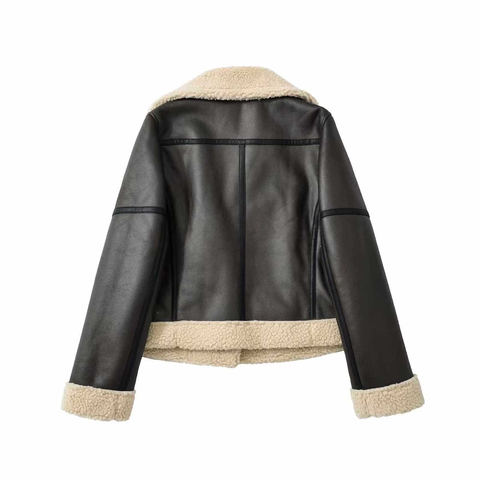 Women's Fashionable Warm Cotton Jacket Motorcycle Fur Coat LadyShow.Store