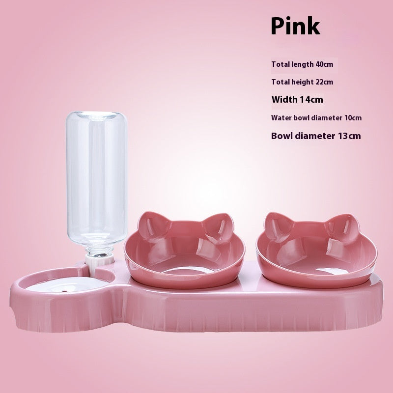 Food Basin Double Bowl Protective Cervical Spine Automatic Drinking Bowl Pet Supplies Pets Fashion