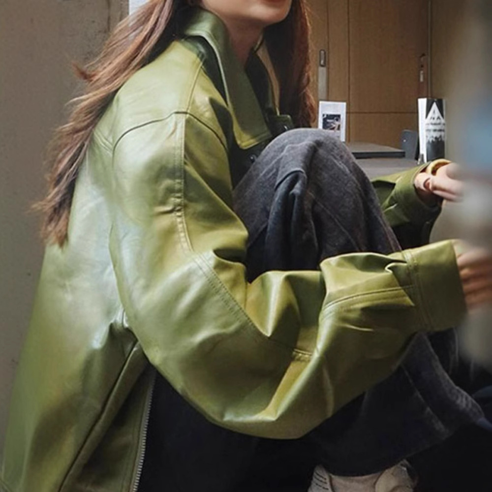 Green Faux Leather Jacket Best YouTube Store