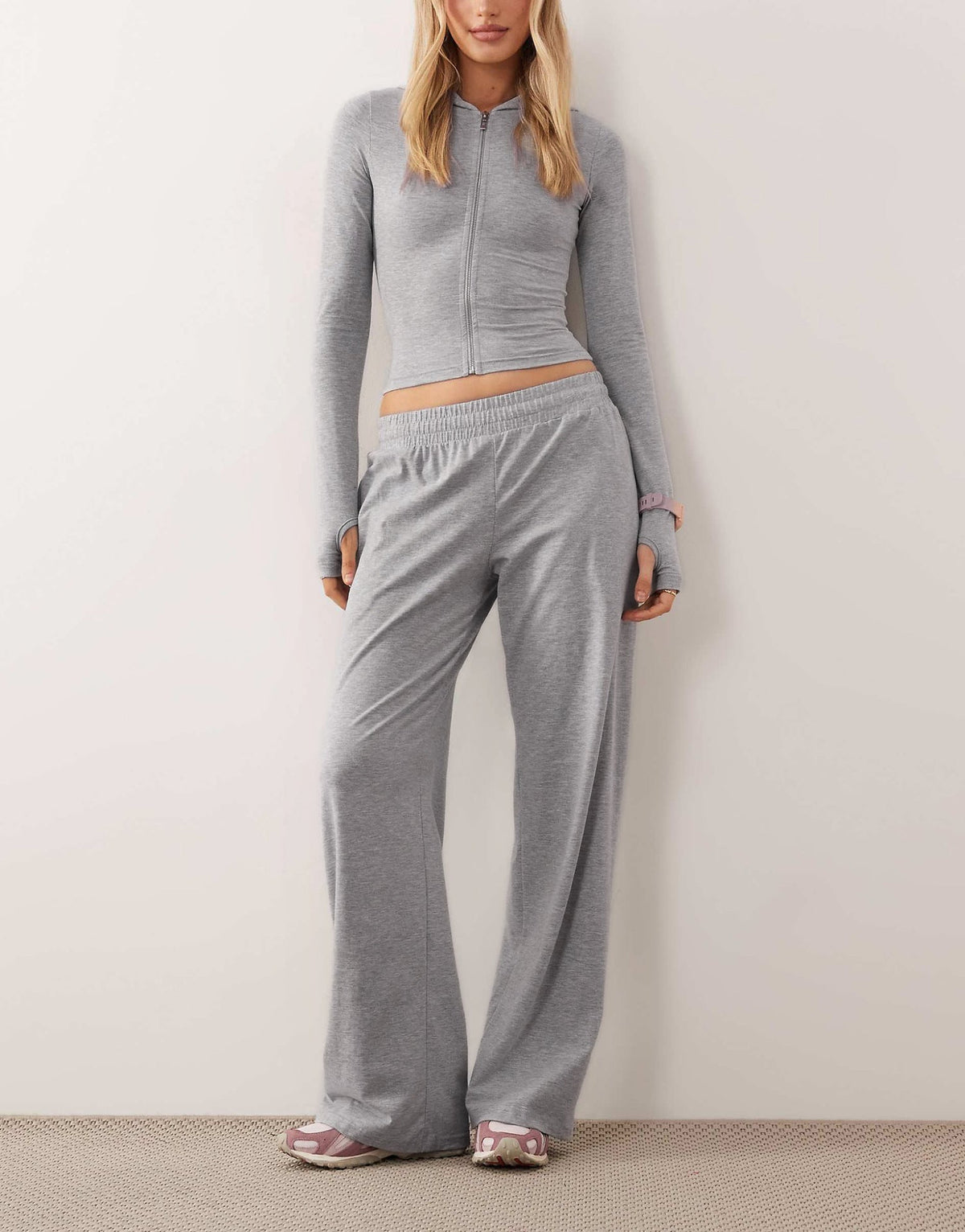 2026 In Stock Autumn Winter European And American Women's Fashion New Casual Hooded Sweatshirt Jacket Solid Color Slim Fit Two Piece Set NorixaFashion.com
