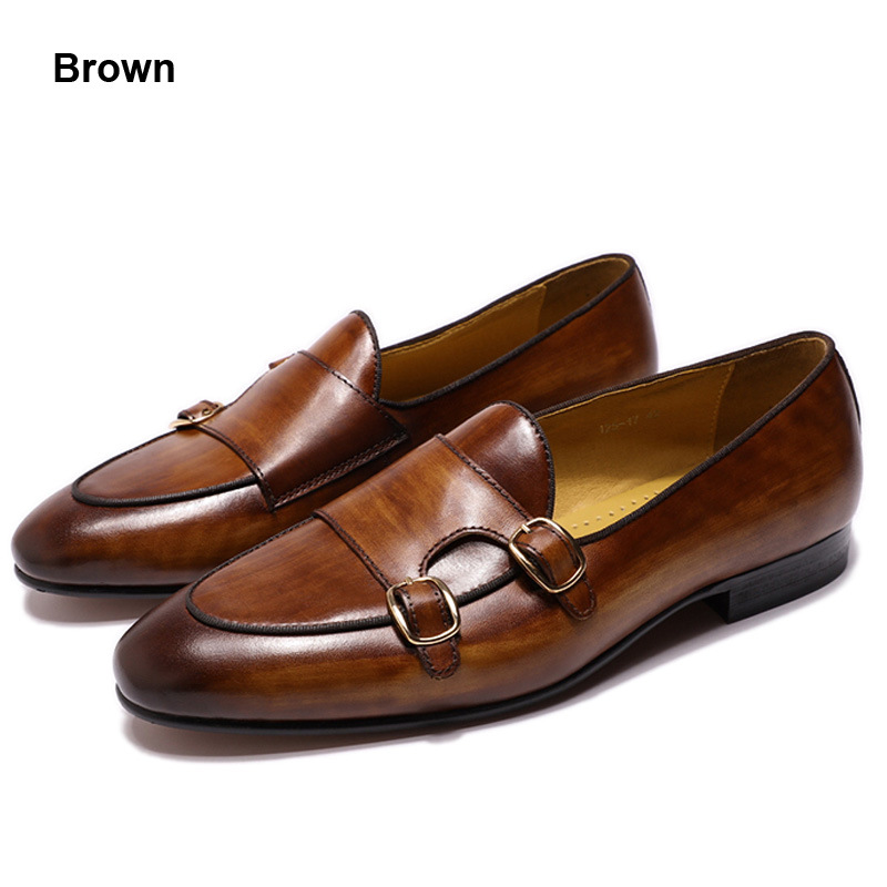 Double Buckle Cowhide Leather Shoes Best YouTube Store