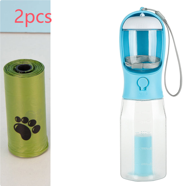 Portable Cat Dog Water Bottle Food Feeder Drinker Poop Dispenser 3 In 1 Leak-proof Multifunctional Dog Water Bottle Pet Products Pets Fashion