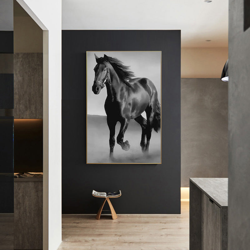 Art Canvas Animal Dark Horse Wall Art Living Room Home Decor PearlNestDecor.com