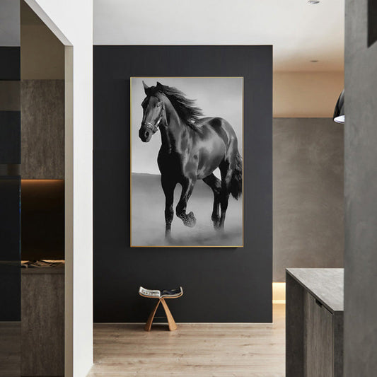 Art Canvas Animal Dark Horse Wall Art Living Room Home Decor PearlNestDecor.com