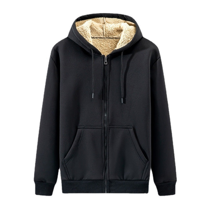 Zipper Sweater Men's Lamb Wool Hooded Jacket LuxuryLifeWay Online Store