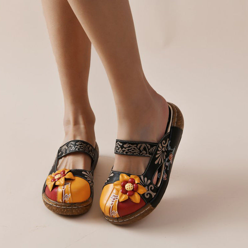 European And American Summer Thick Bottom Flat Bottom Color Matching Candy Color Ladies Toe Sandals LadyShow.Store