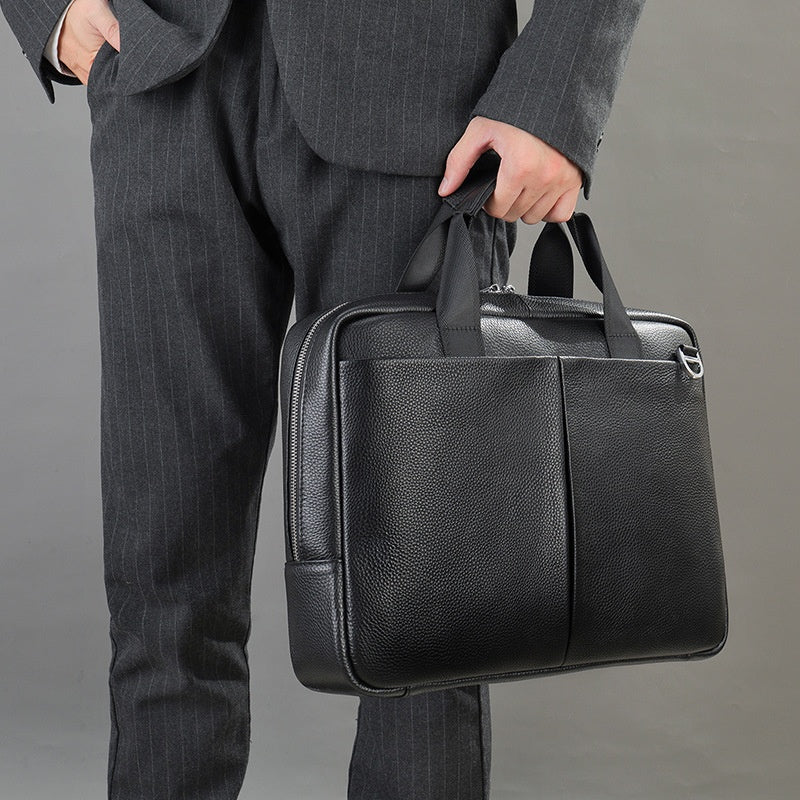 Genuine Leather Large Capacity Briefcase Men's Horizontal First Layer Cowhide Computer Storage Bag CJD
