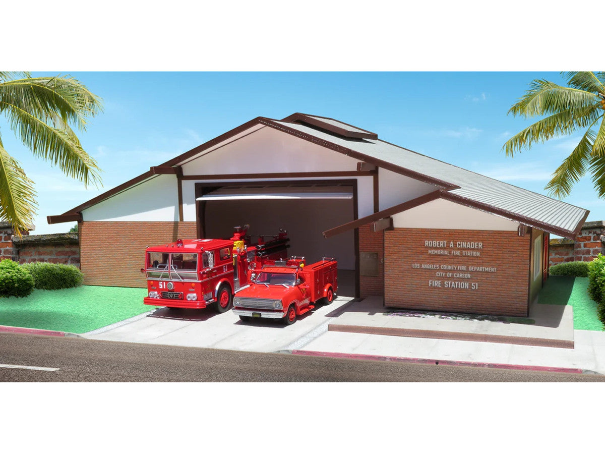 Los Angeles County Fire Department Fire Station 51 Diorama EZ Assembly Kit "Emergency!" Series 1/50 Model by Iconic Replicas LuxuryLifeWay Online Store