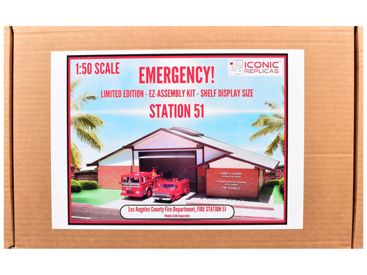 Los Angeles County Fire Department Fire Station 51 Diorama EZ Assembly Kit "Emergency!" Series 1/50 Model by Iconic Replicas LuxuryLifeWay Online Store
