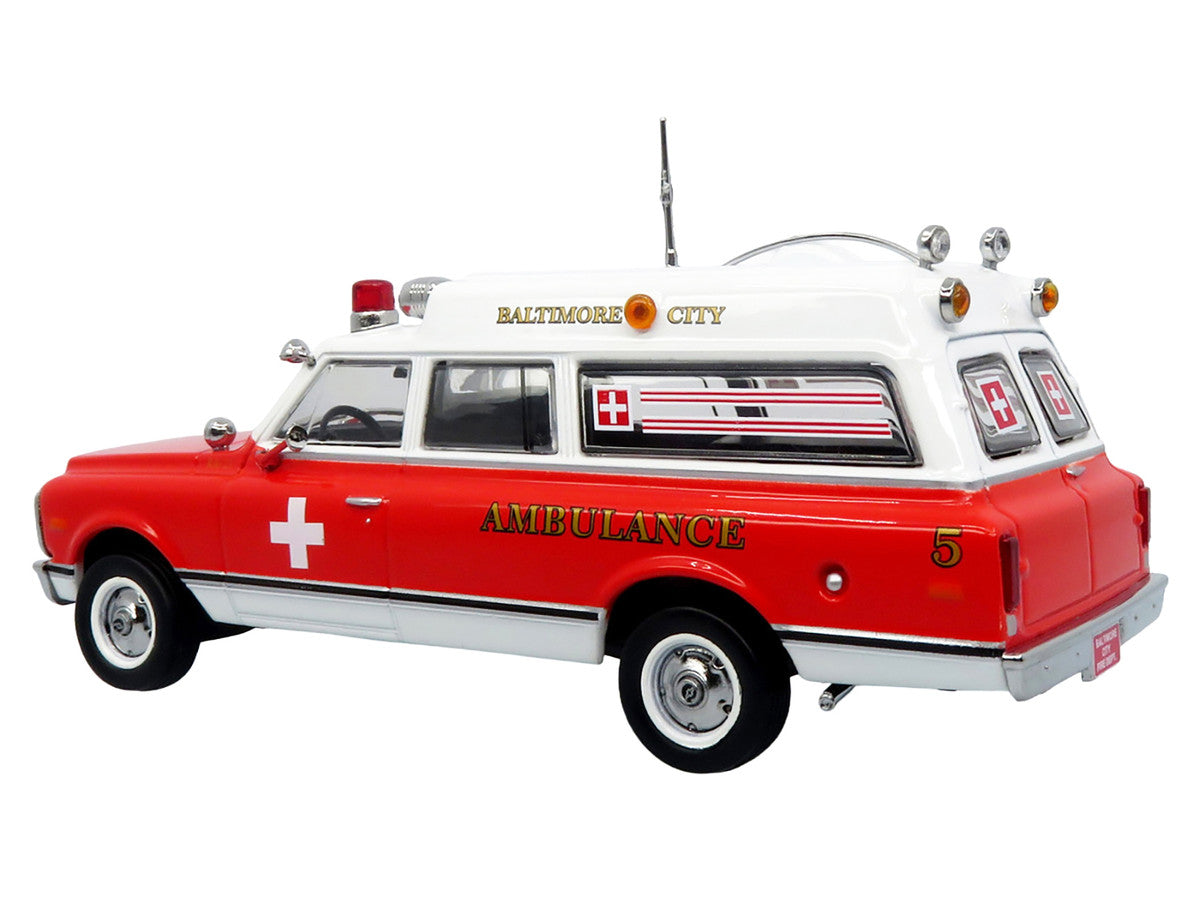 1969 Chevrolet C-10 Ambulance "Baltimore City Fire Department" White and Red "5 Alarm" Series Limited Edition 1/50 Diecast Model by Iconic Replicas LuxuryLifeWay Online Store