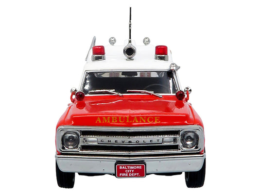 1969 Chevrolet C-10 Ambulance "Baltimore City Fire Department" White and Red "5 Alarm" Series Limited Edition 1/50 Diecast Model by Iconic Replicas LuxuryLifeWay Online Store