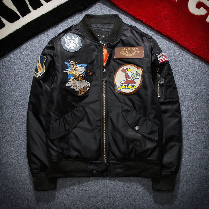 Embroidered Pilot Jacket with Badges - Hip Hop Couples’ Wear Pi-Mart