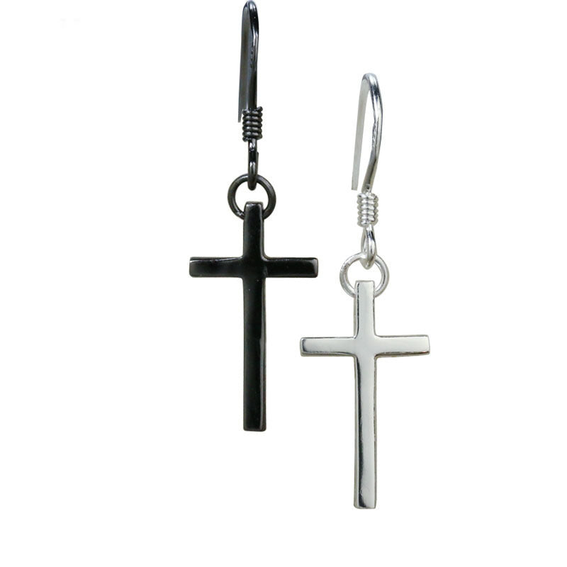 Single silver earring simple cross