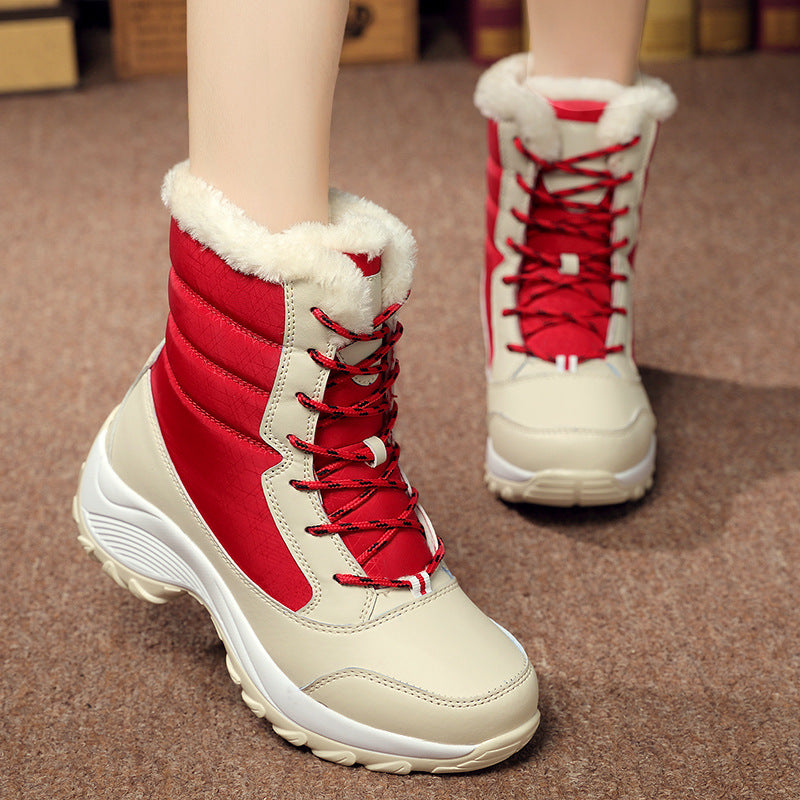 Snow Boots Female High To Help Waterproof Ladies Cotton Shoes Boots Plus Velvet Shoes Best YouTube Store