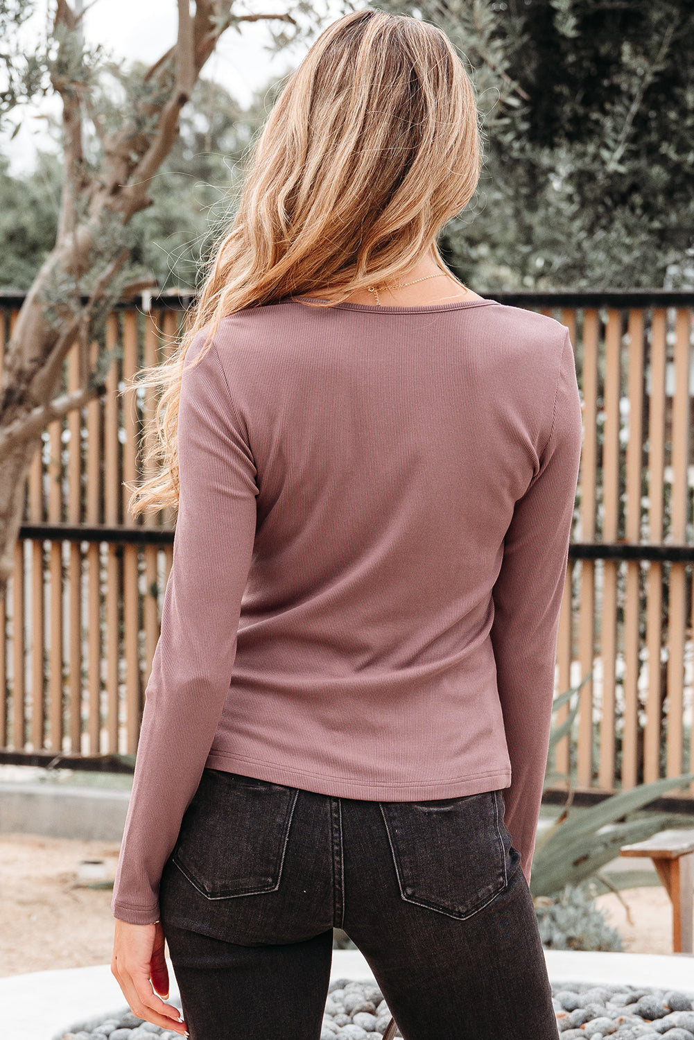 Cora Square Neck Ribbed Fit Long Sleeve Top LuxuryLifeWay Online Store