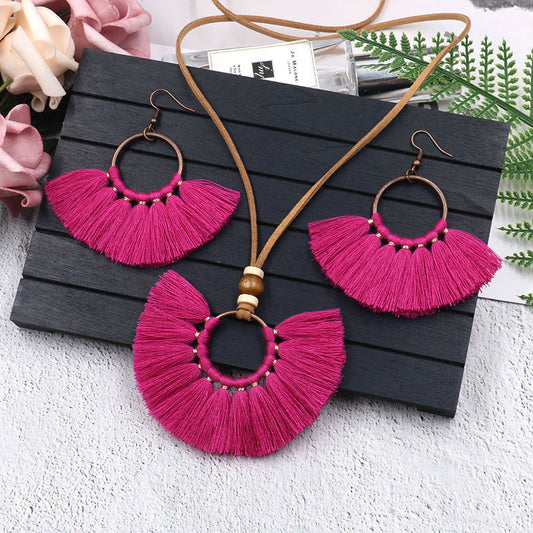 Fringed Necklace Earring Set