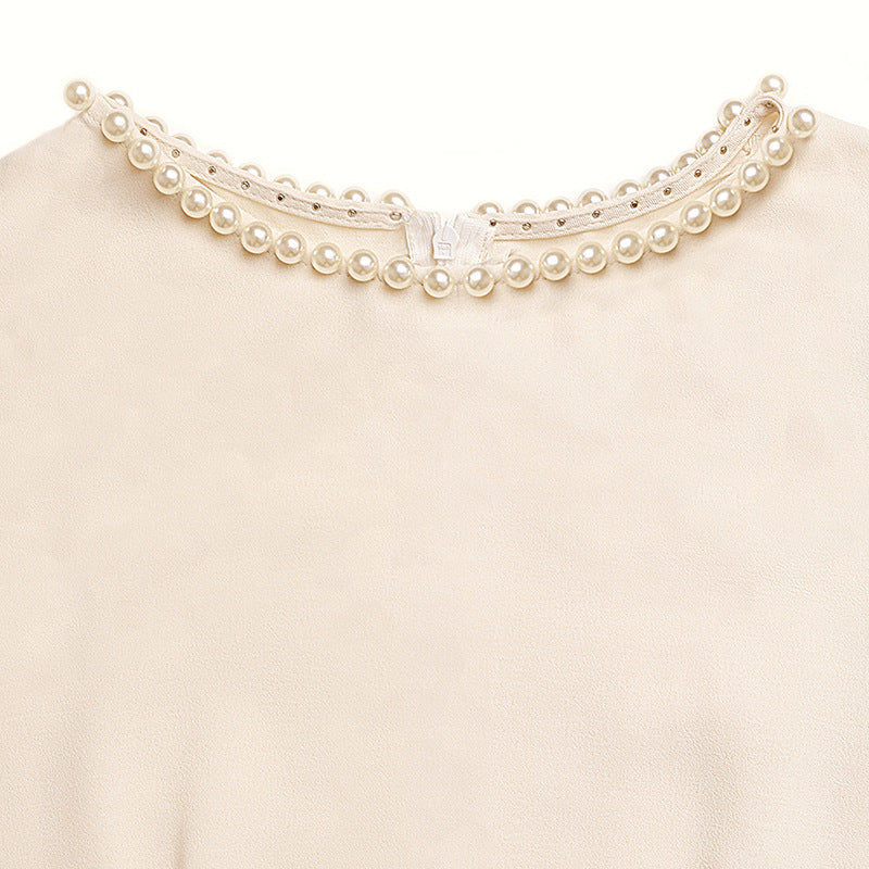Pearl Neck Sleeveless Self-Tie Belt A-Line Midi Dress NorixaFashion.com