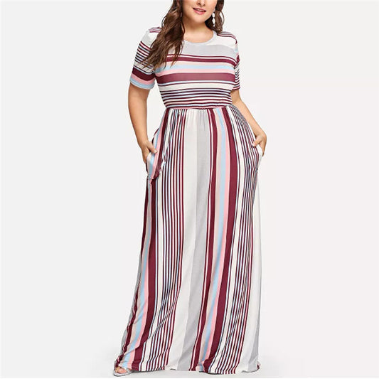 Round neck large swing dress