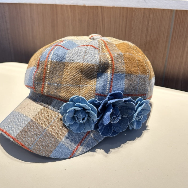 The Checkered Beret Keeps Warm In Autumn And Winter LadyShow.Store