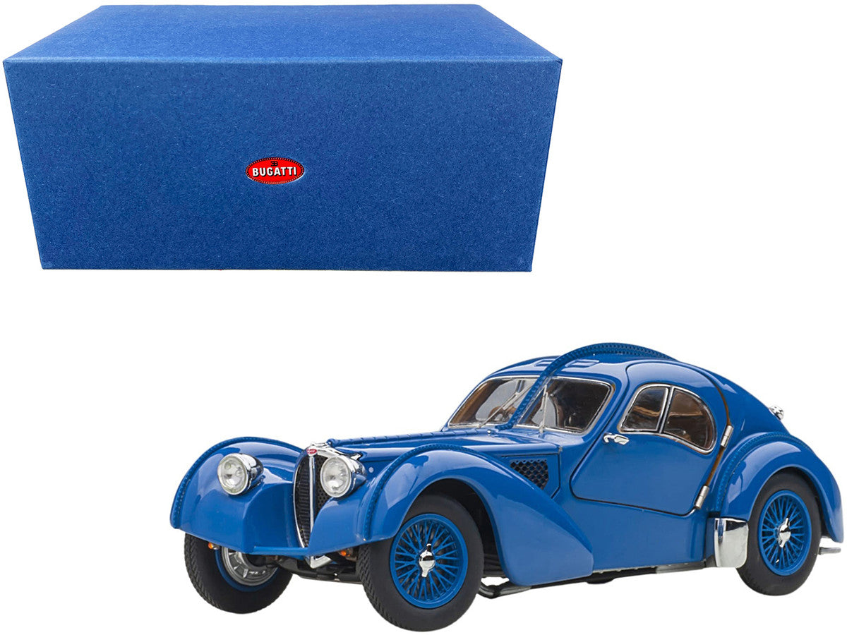 1938 Bugatti Type 57SC Atlantic with Metal Wire-Spoke Wheels Blue 1/43 Diecast Model Car by Autoart LuxuryLifeWay Online Store