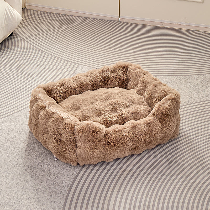 Bubble Plush Square Bed Pets Fashion