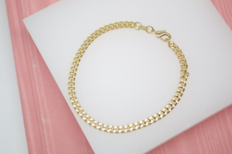 18K Gold Filled Cuban Link 4mm Chain Bracelet (I281) LuxuryLifeWay Online Store