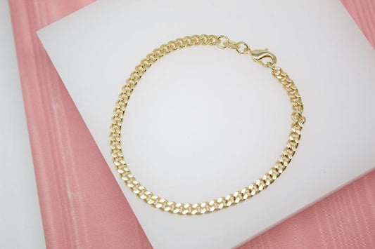 18K Gold Filled Cuban Link 4mm Chain Bracelet (I281) LuxuryLifeWay Online Store