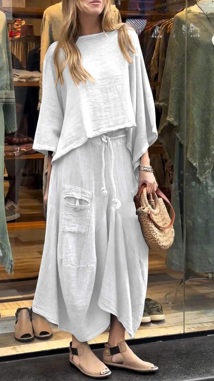 Casual Solid Color Loose Dress Two-piece Suit LadyShow.Store