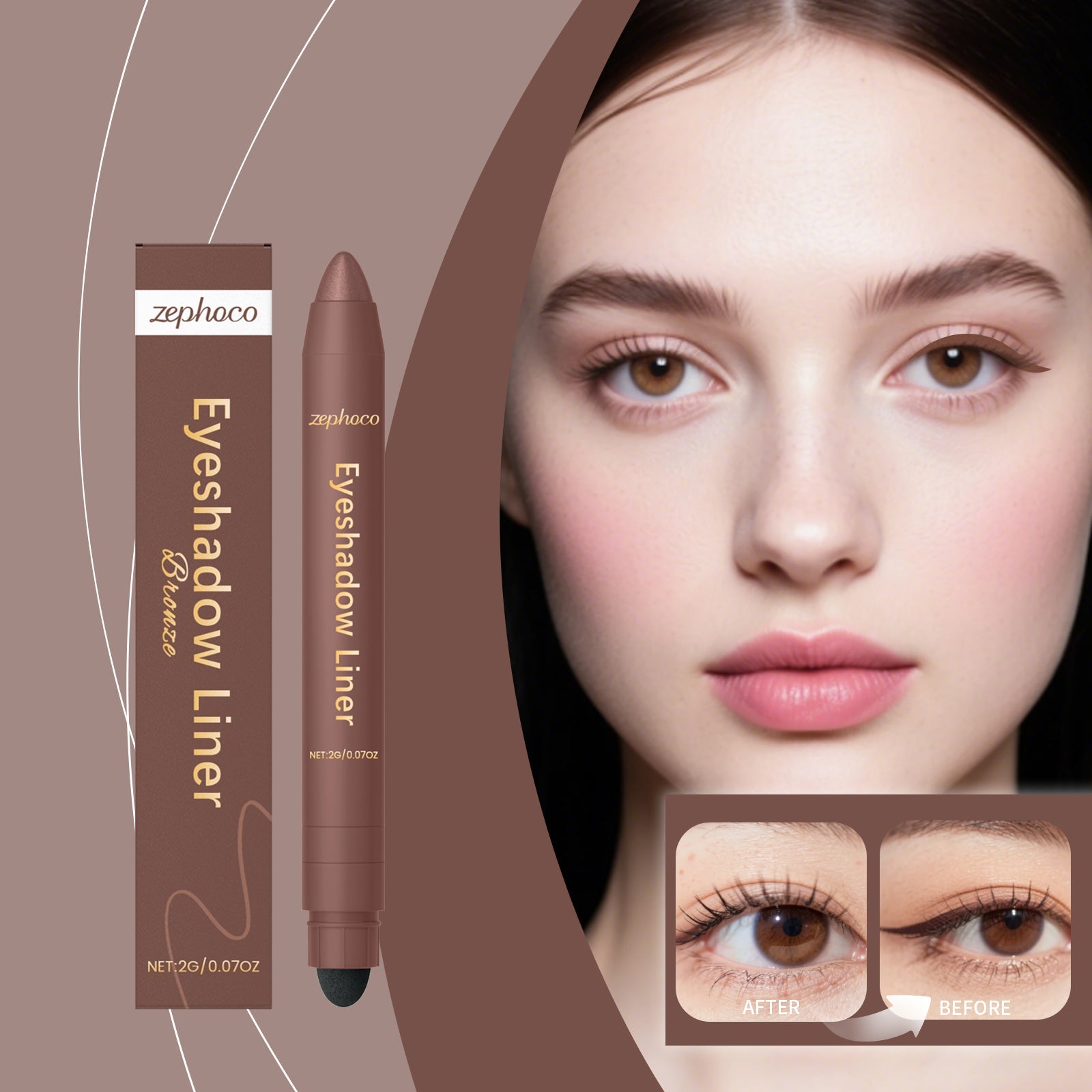2-in-1 Eyeliner Pen Bronze Tri Light Beauty