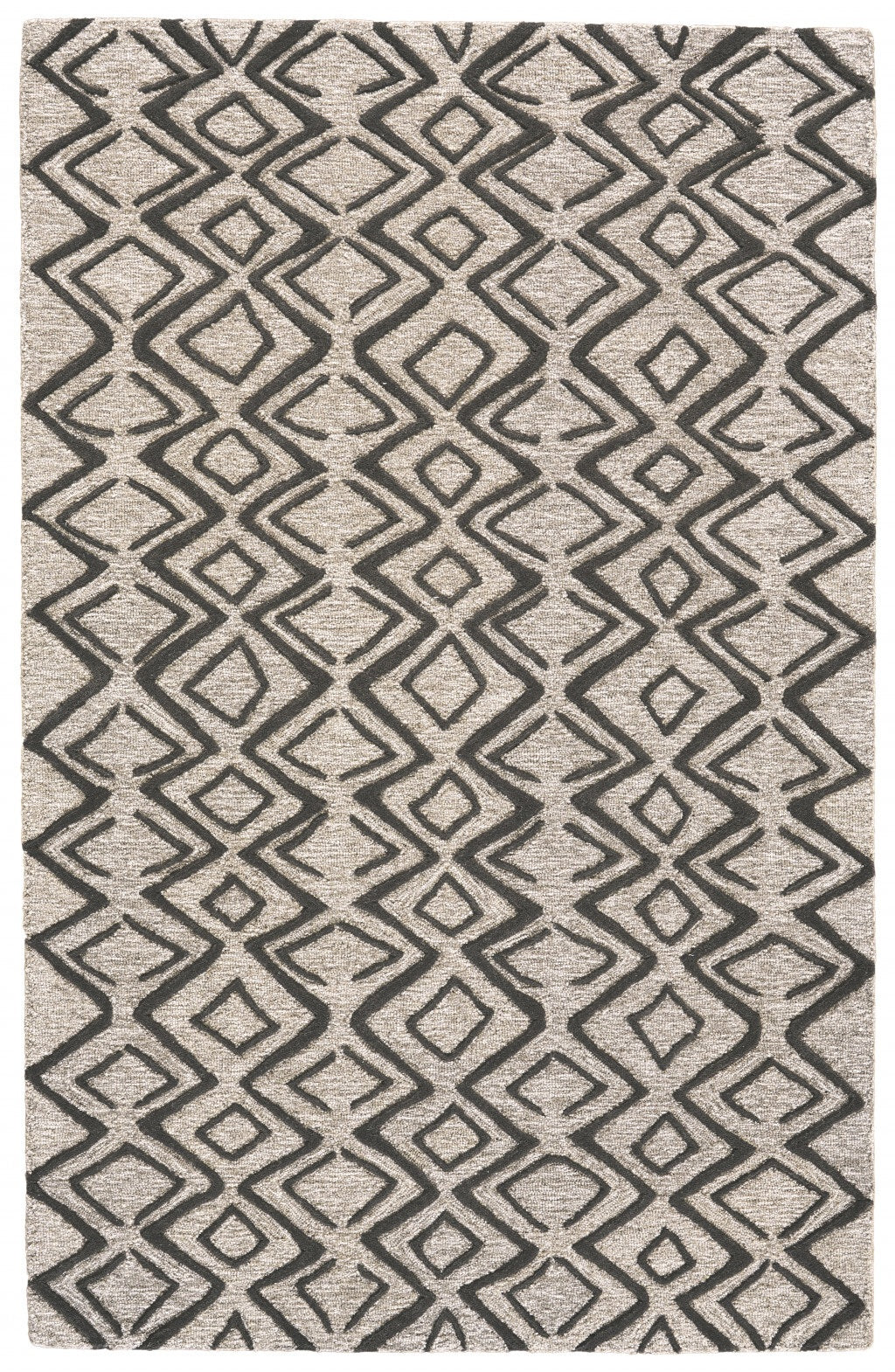 4' X 6' Black Gray And Taupe Wool Geometric Tufted Handmade Stain Resistant Area Rug LuxuryLifeWay Online Store