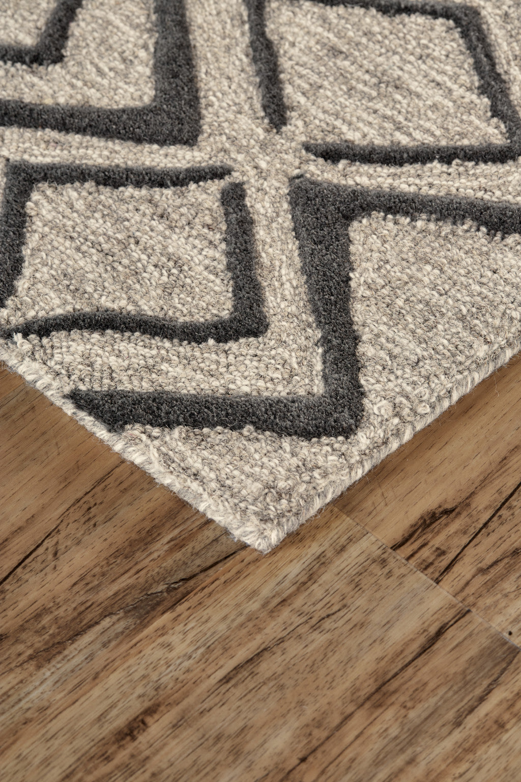 4' X 6' Black Gray And Taupe Wool Geometric Tufted Handmade Stain Resistant Area Rug LuxuryLifeWay Online Store