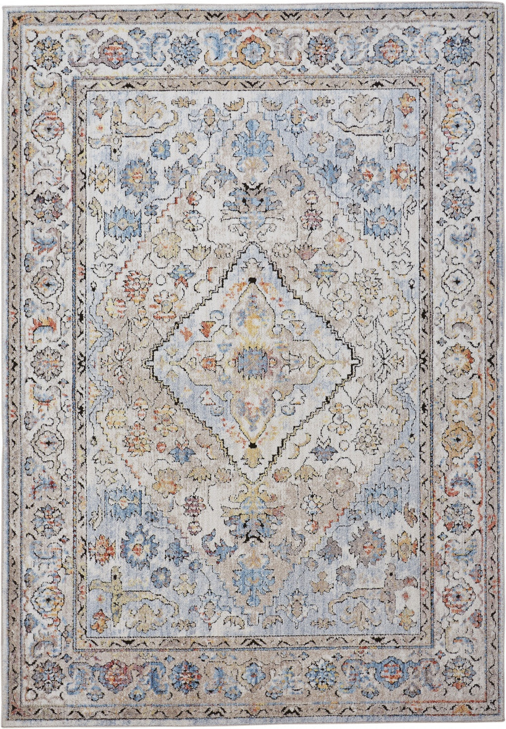 4' X 6' Blue and Gray Floral Area Rug LuxuryLifeWay Online Store