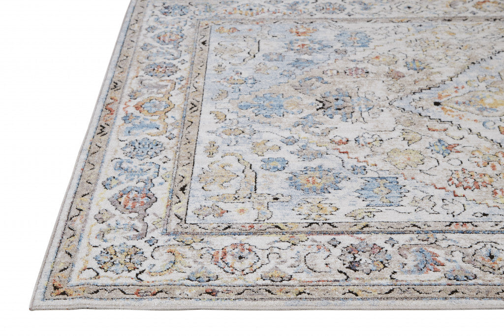 4' X 6' Blue and Gray Floral Area Rug LuxuryLifeWay Online Store