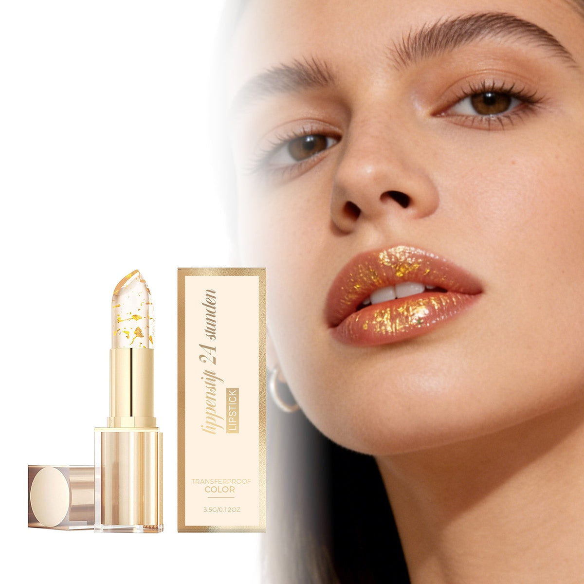 Daily Care Lip Skin Is Smooth, Pink, Thin, Non Greasy, Non Stick Cup Lipstick, Gold Foil Color Change Nourishing Lipstick 3.5g, 1 Box Tri Light Beauty