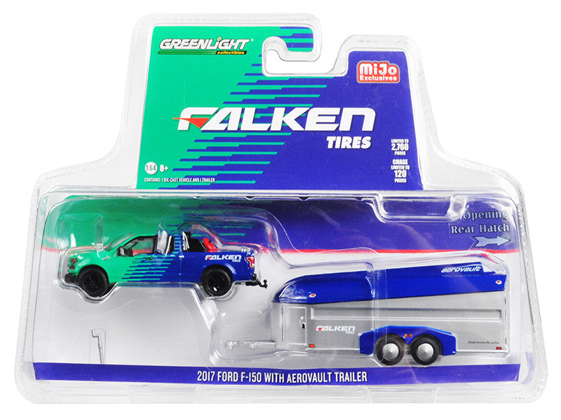 2017 Ford F-150 Pickup Truck and Aerovault Trailer "Falken Tires" Limited Edition to 2760 pieces Worldwide 1/64 Diecast Model Car by Greenlight LuxuryLifeWay Online Store