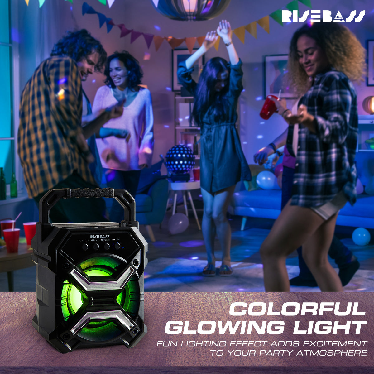 Portable Wireless Bluetooth Speaker with TWS Function - Rechargeable Bluetooth Speaker - LES flashing Lights LuxuryLifeWay Online Store