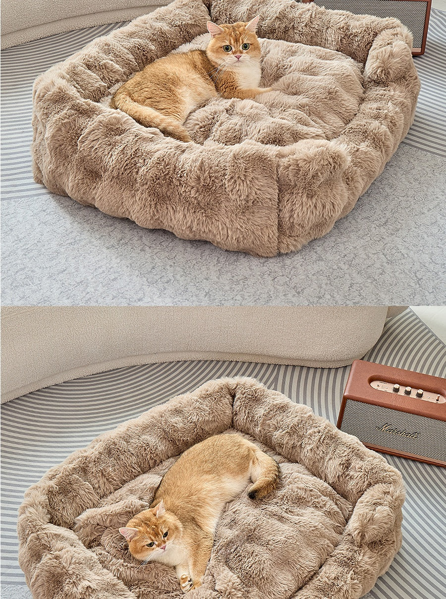Bubble Plush Square Bed Pets Fashion