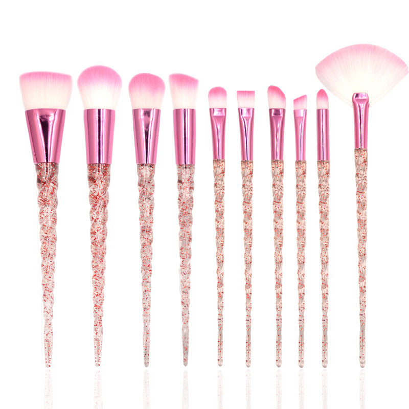 Makeup Brush Transparent Glitter Spiral Pattern CJD2
