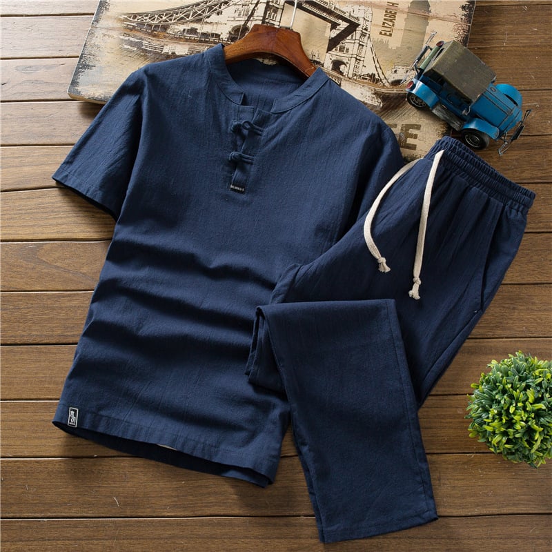 Chinese Style Short-Sleeved Linen Summer T-Shirt Pi-Mart