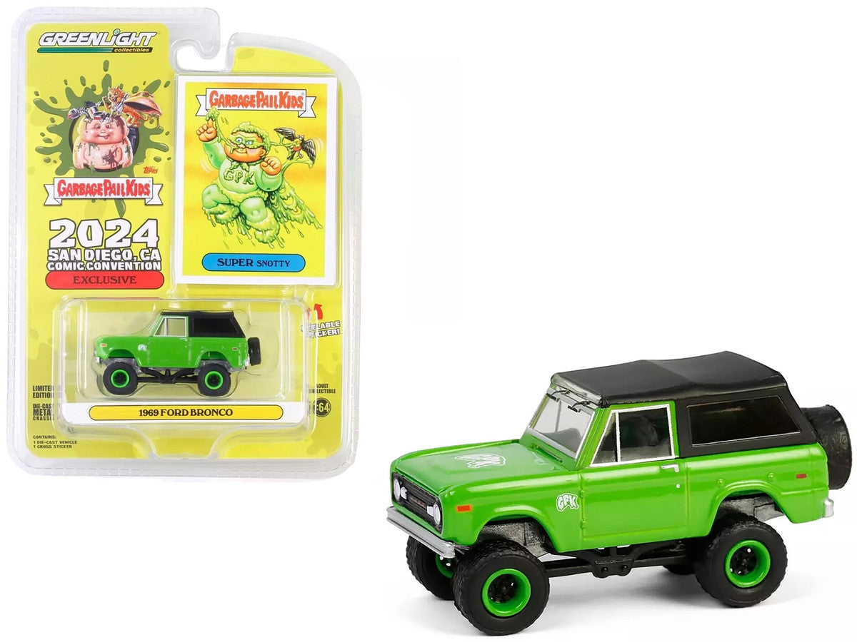 1969 Ford Bronco "Garbage Pail Kids: Super Snotty" Green with Black Top "San Diego Comic-Con 2024 Exclusive" 1/64 Diecast Model Car by Greenlight LuxuryLifeWay Online Store