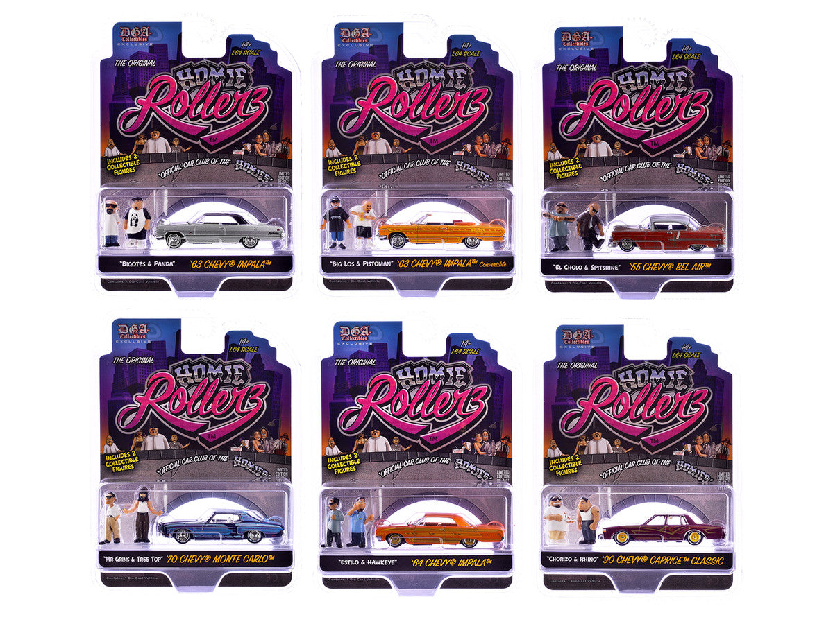 "Homie Rollerz" 2025 Series 1 Set of 6 Pieces Diecast Model Cars by Greenlight and DGA LuxuryLifeWay Online Store