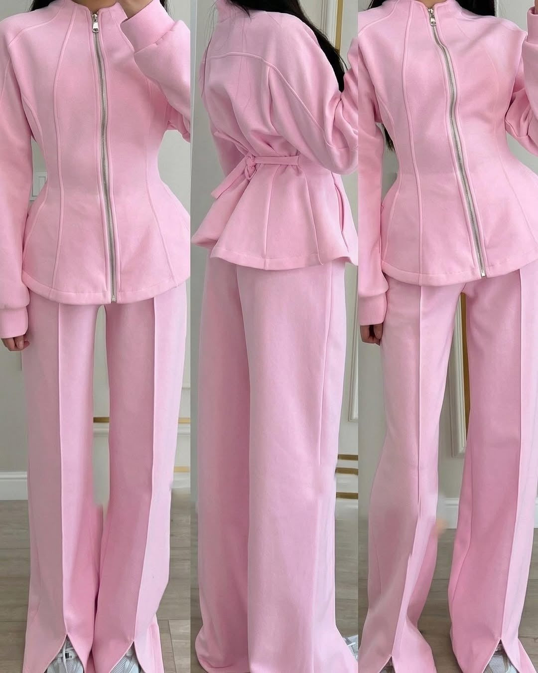 2026 Autumn High-End Light Luxury Chanel Style Outfit Two-Piece Set Solid Color Long-Sleeve Jacket European And American Amazon NorixaFashion.com