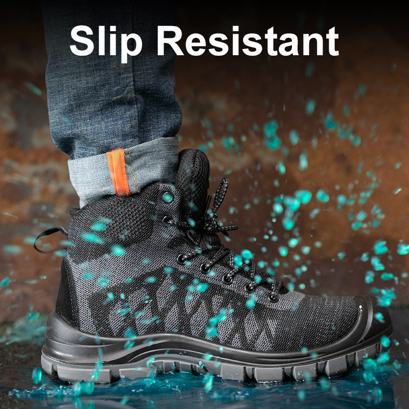 Anti - Hit Anti - Piercing Labor Protection Shoes High Help Fly Woven Best YouTube Store
