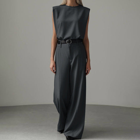 Sleeveless Vest Pullover Top And Loose-fitting Trousers Two-piece Set NorixaFashion.com