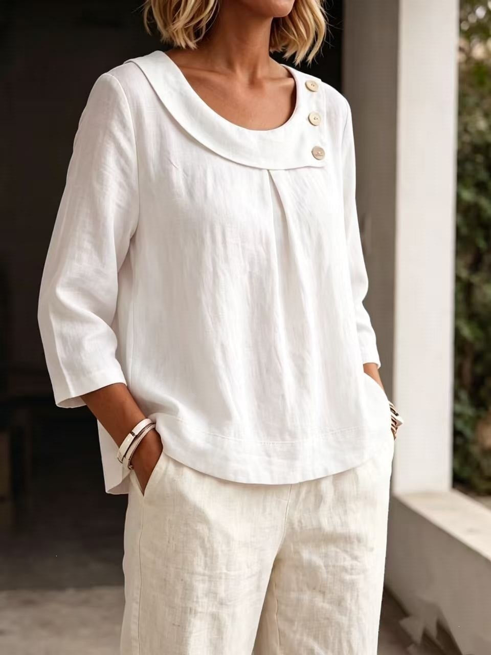 Casual Round-neck Shirt, Loose-fitting Top For Women NorixaFashion.com