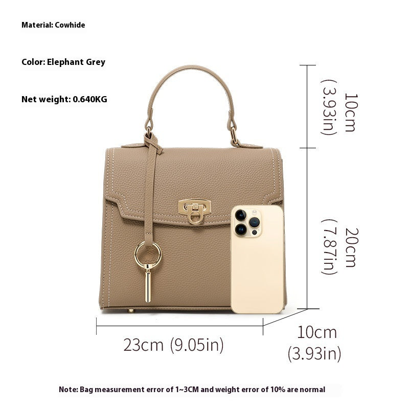 Fashion Litchi Pattern Lock Vintage Handbag LadyShow.Store