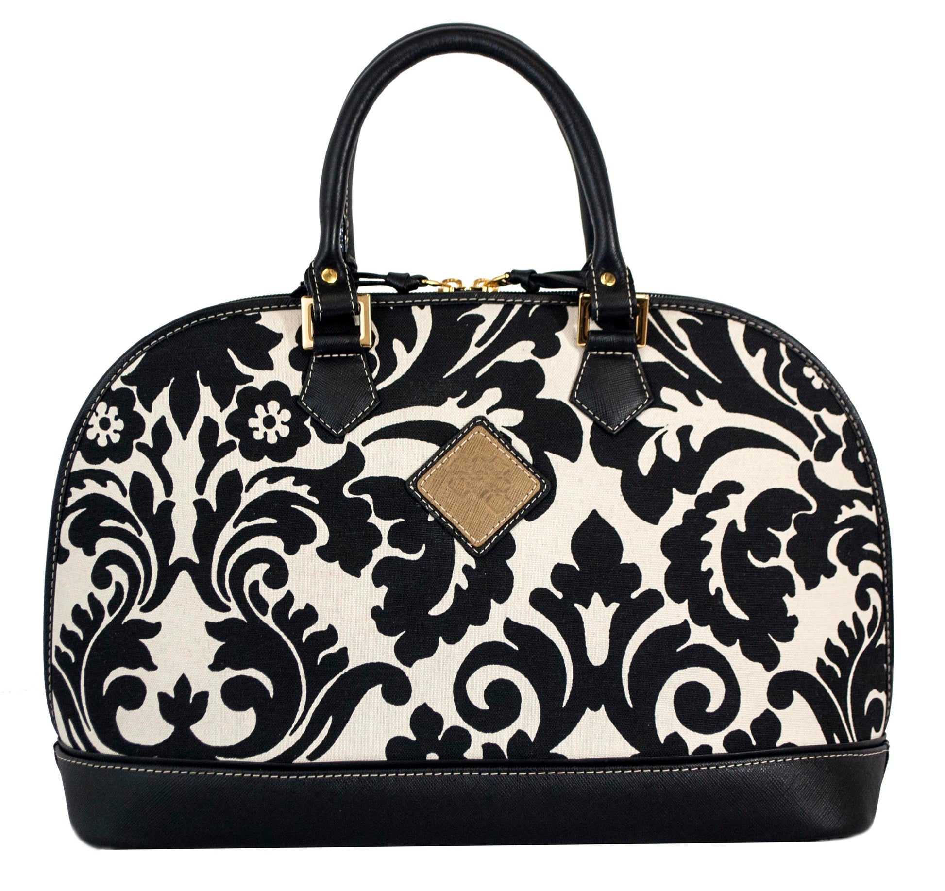 Antonia Leather Handbag- Black & White Print LadyShow.Store