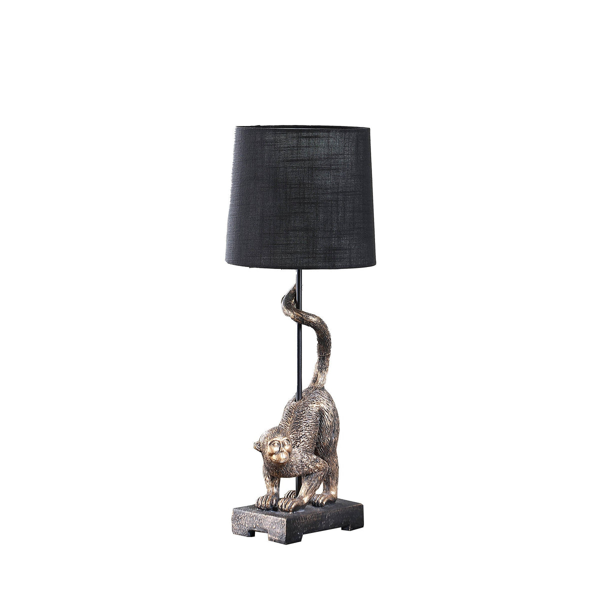 24" Antiqued Gold Monkey Table Lamp With Black Drum Shade LuxuryLifeWay Online Store